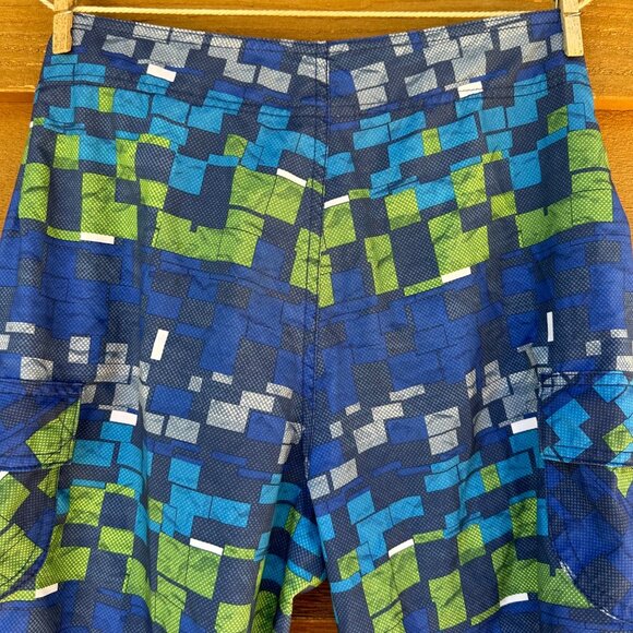 Sunshine Zone Blue Pixeled Men's Swim Trunks Shorts Size 27 - Picture 6 of 7